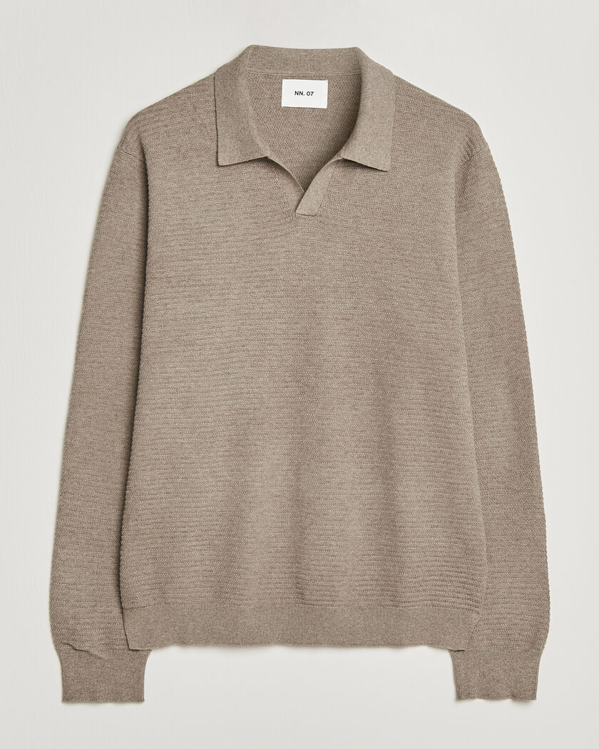 トップス Wool Serge Yoke Sleeve Pullover Shirt NN07 Serge Wool Knitted Polo Capers Green at CareOfCarl.com
