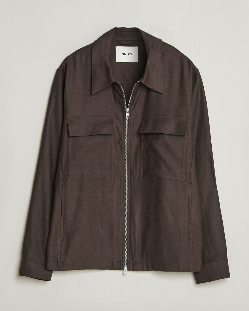 NN07 Alban Linen/Viscose Overshirt Deep Truffle – Brown