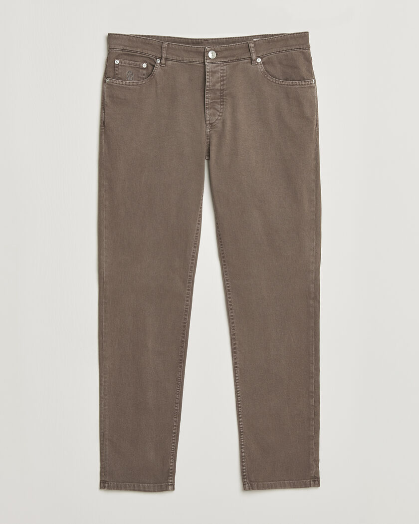 Brunello Cucinelli Traditional Fit Bull Denim Pants Dark Brown – Brown