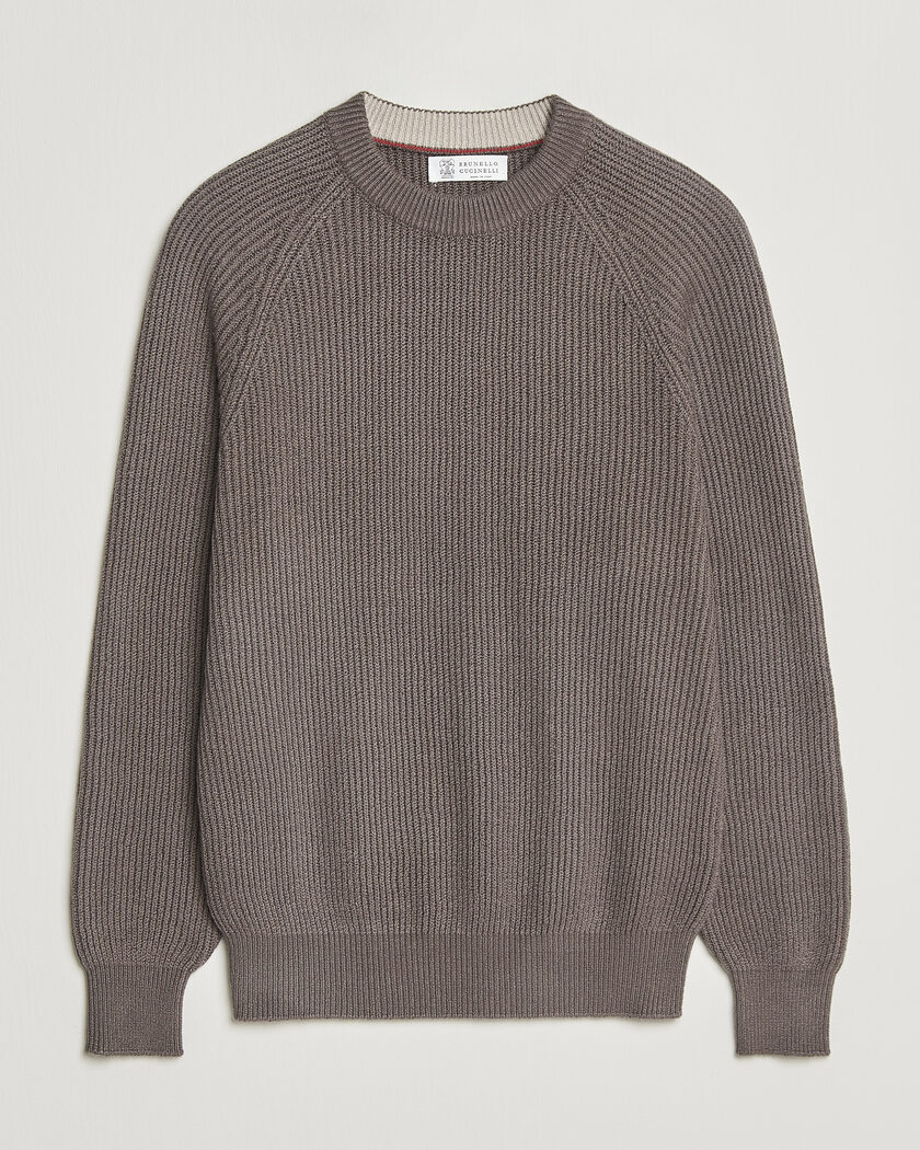 Brunello Cucinelli Heavy Cotton Rib Sweater Light Brown – Brown
