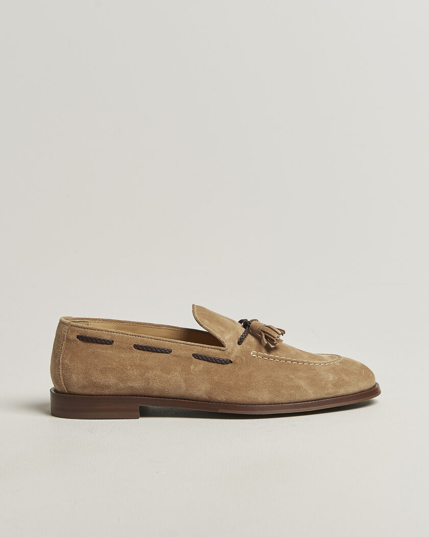 Brunello Cucinelli Tassel Loafers Siena Brown Suede – Brown