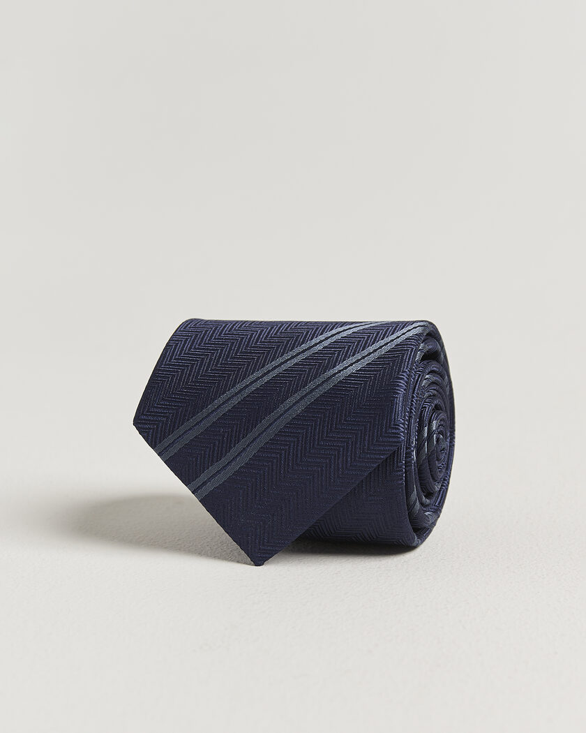 Brunello Cucinelli Regimental Stripe Silk Tie Navy – Blue