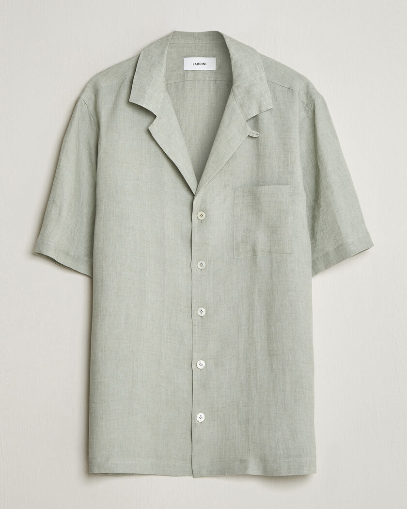 Lardini Klop Short Sleeve Linen Resort Shirt Light Green – Green