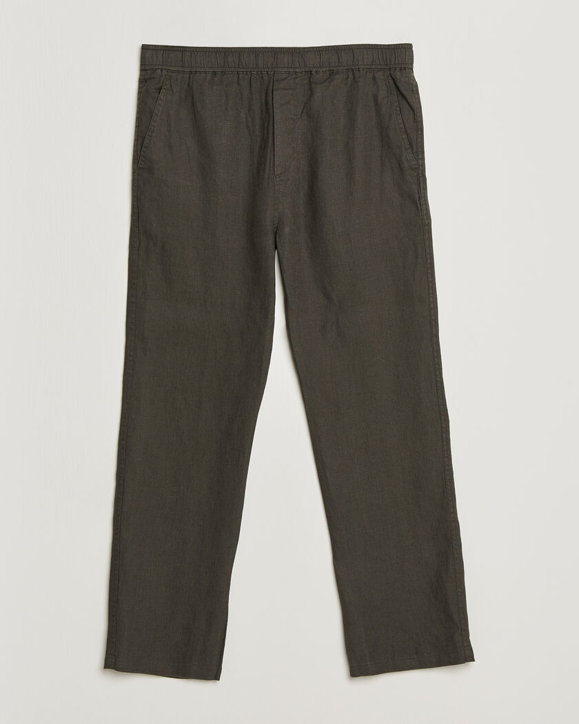 NN07 Aden Regular Fit Linen Trousers Croc Green at CareOfCarl.com