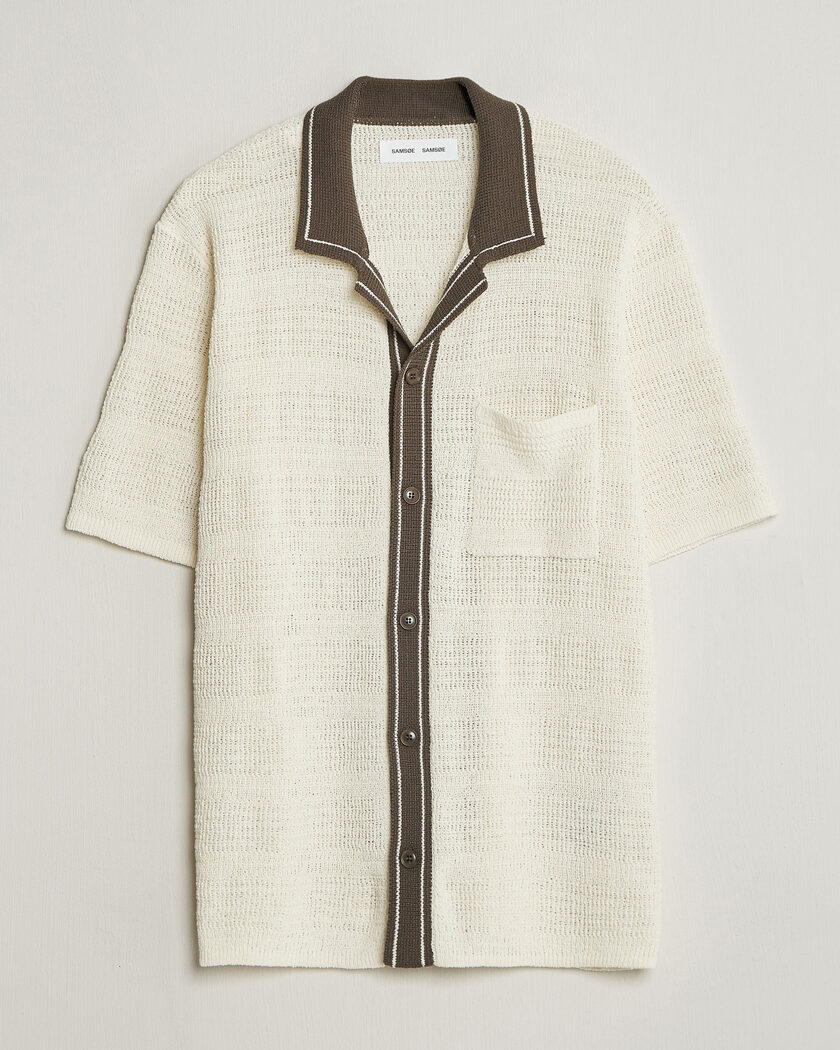 Samsøe Samsøe Percy Knitted Short Sleeve Shirt Clear Cream – Multi-colour