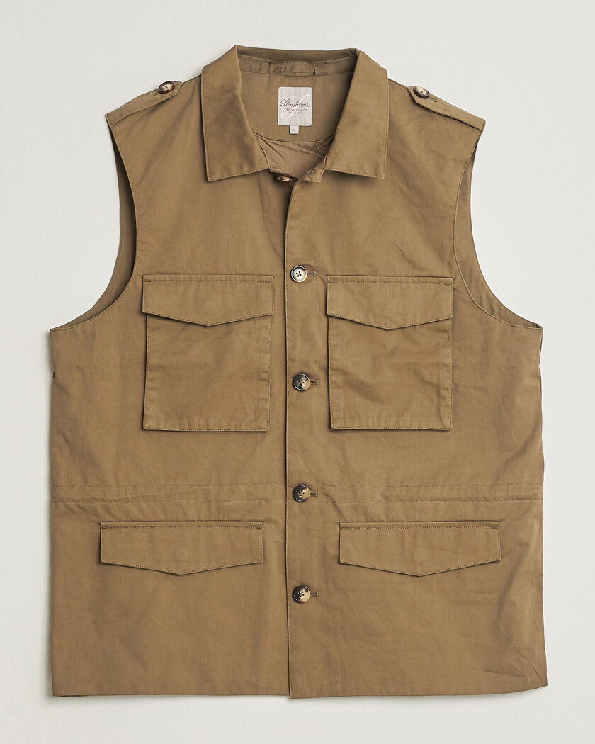 Stenströms Cotton  Twill Vest Olive – Green
