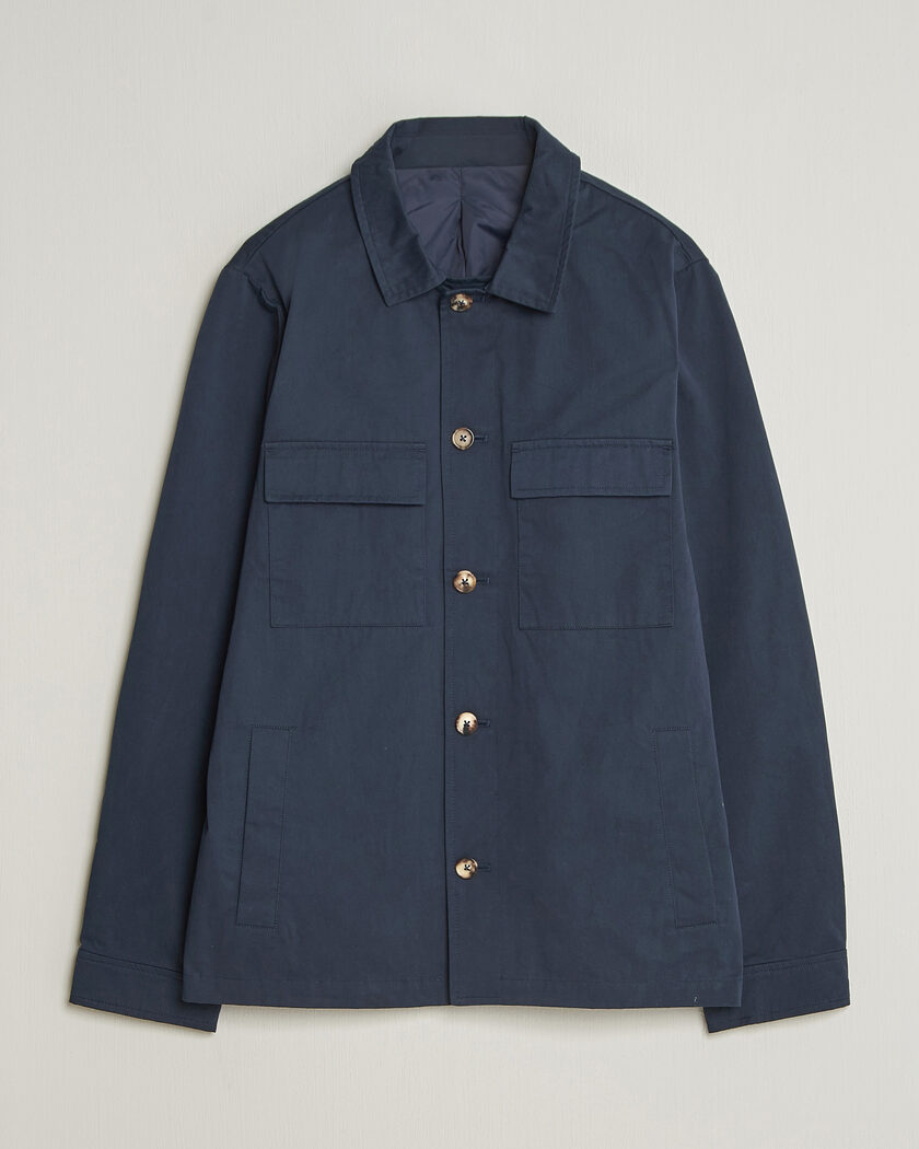Stenströms Cotton Twill Overshirt Navy – Blue