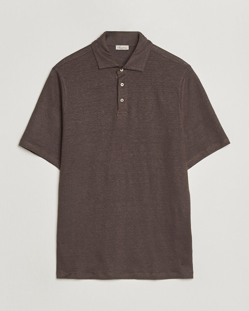 Stenströms Linen Polo Shirt Dark Brown – Brown