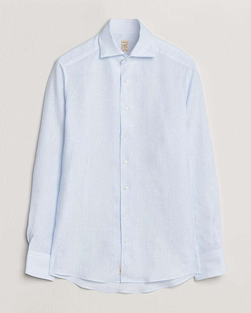 Stenströms 1899 Linen One Piece Collar Shirt Light Blue – Blue
