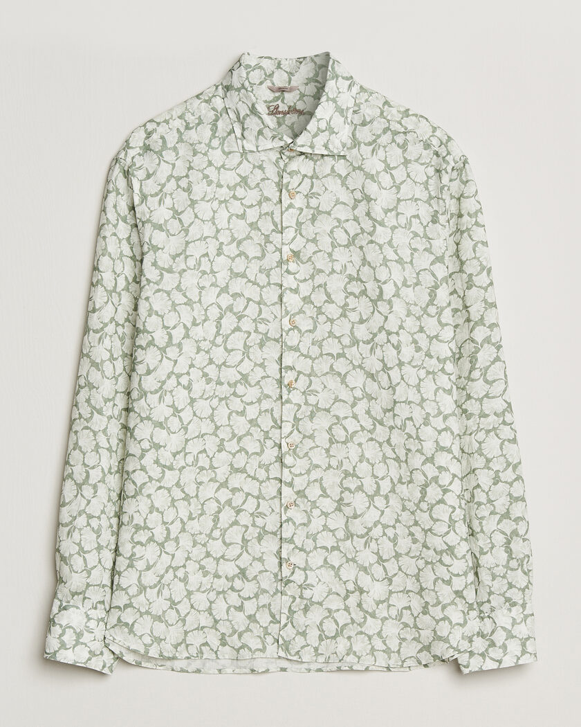 Stenströms Regular Fit Flower Printed Linen Shirt Green – Green