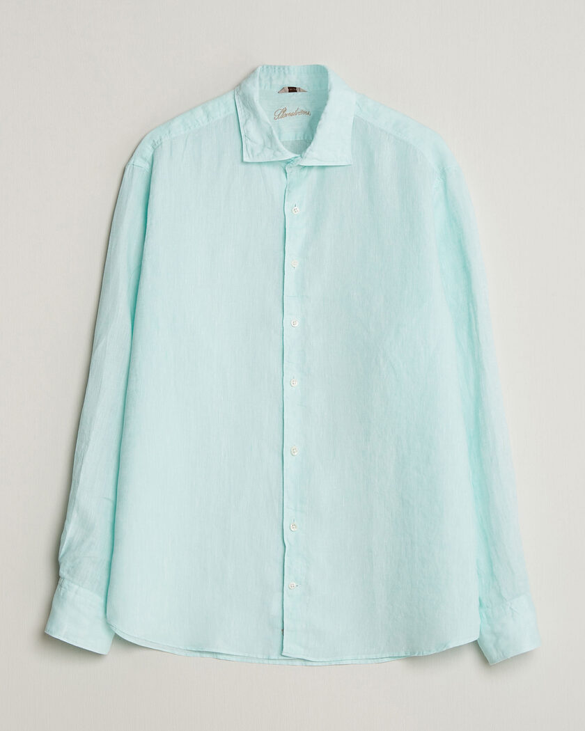 Stenströms Regular Fit Cut Away Linen Shirt Mint – Green
