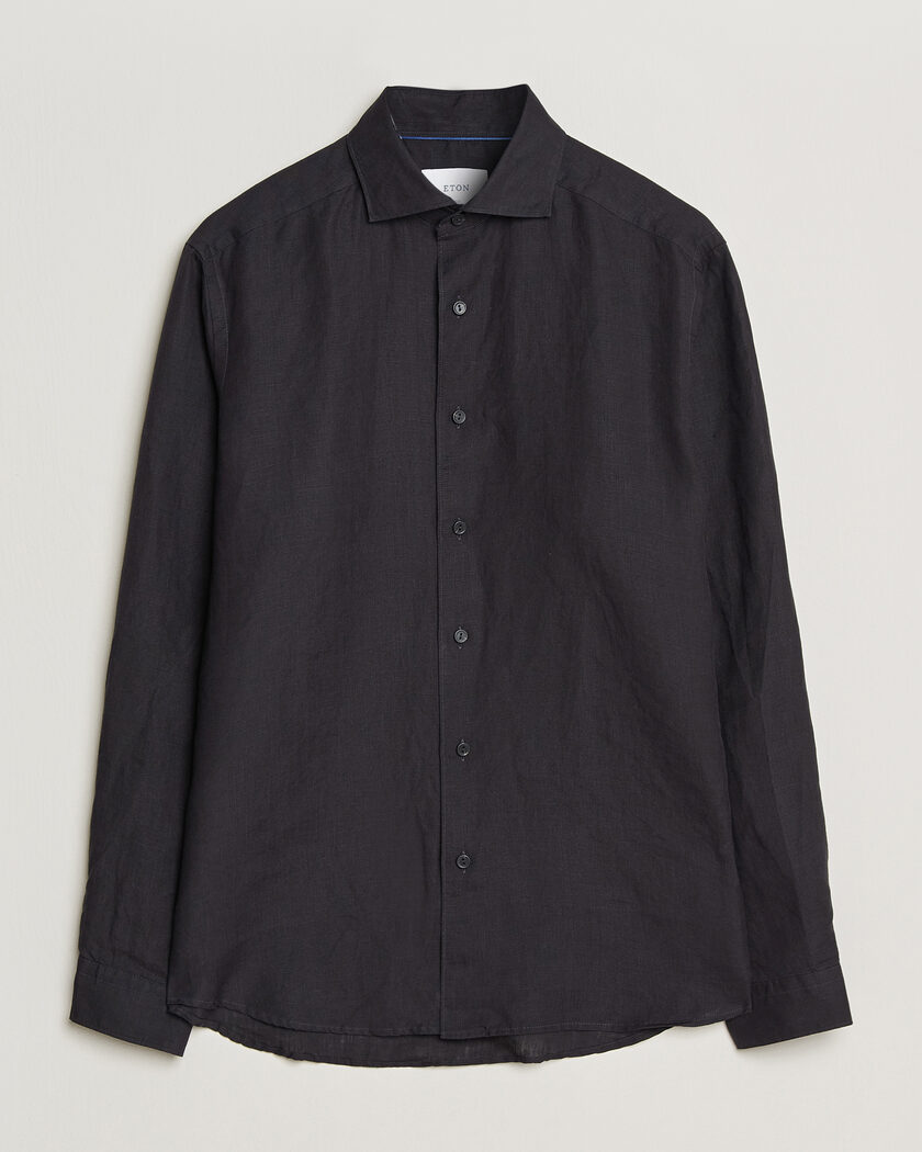 BOSS ORANGE Relegant Linen Shirt Black at CareOfCarl.com