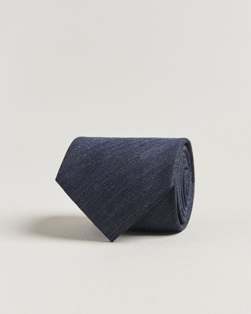 Eton Linen Silk Tie Navy Blue – Blue