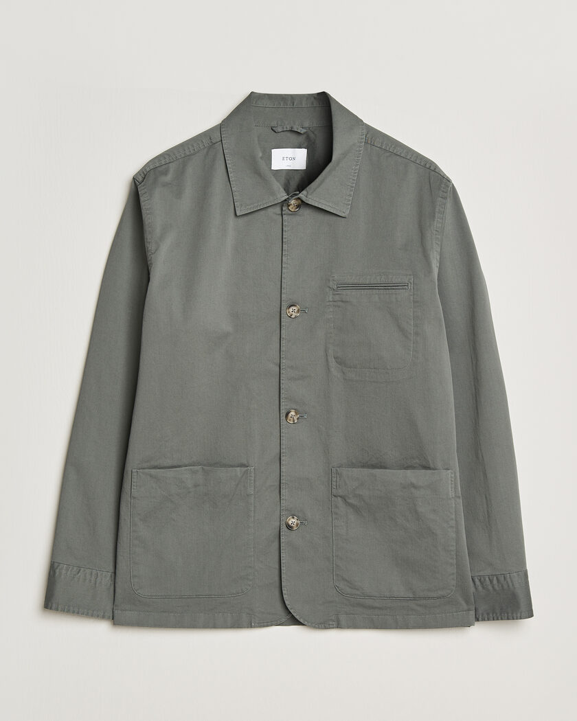 Eton Cotton Chore Jacket Mid Green – Green