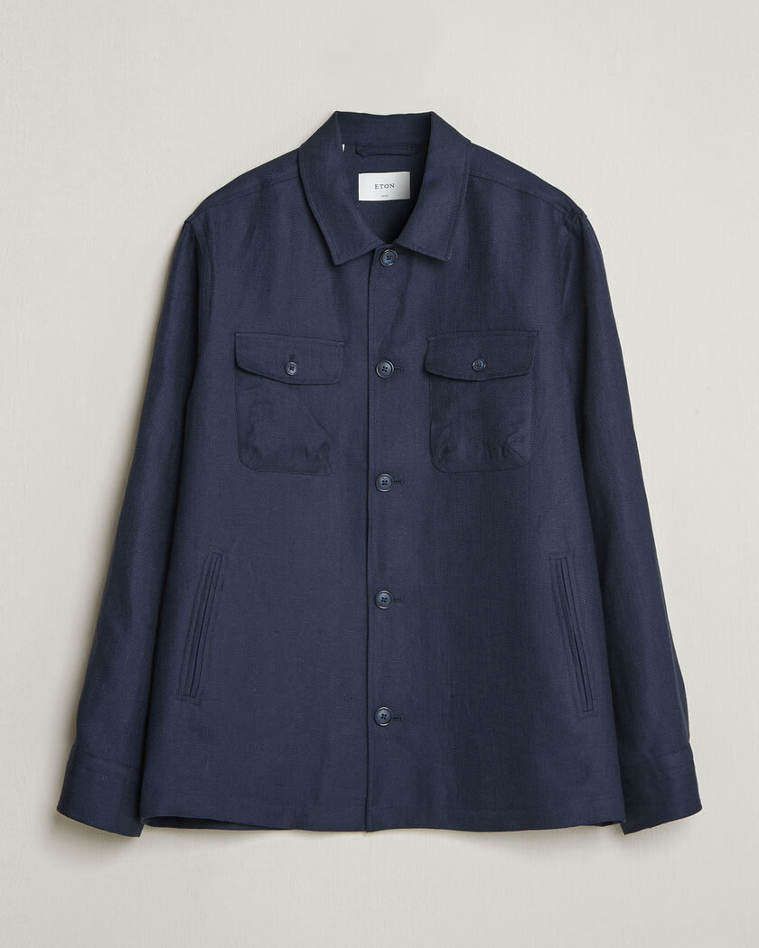 Stone  Twill Shirt Jacket (ネービー) Stone Island Organic Cotton Twill Overshirt Navy at CareOfCarl.com