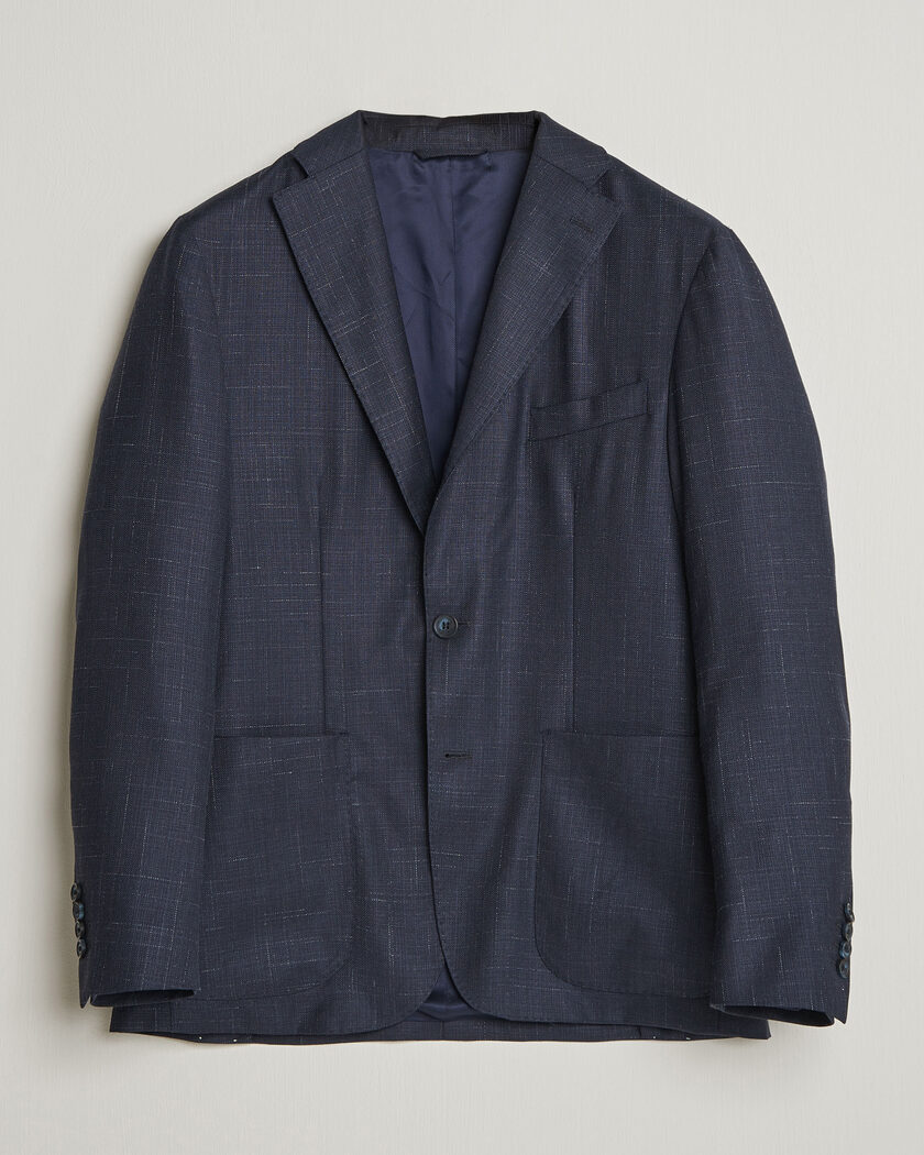 Boglioli K Jacket Wool Hopsack Classic Blazer Navy at CareOfCarl.com