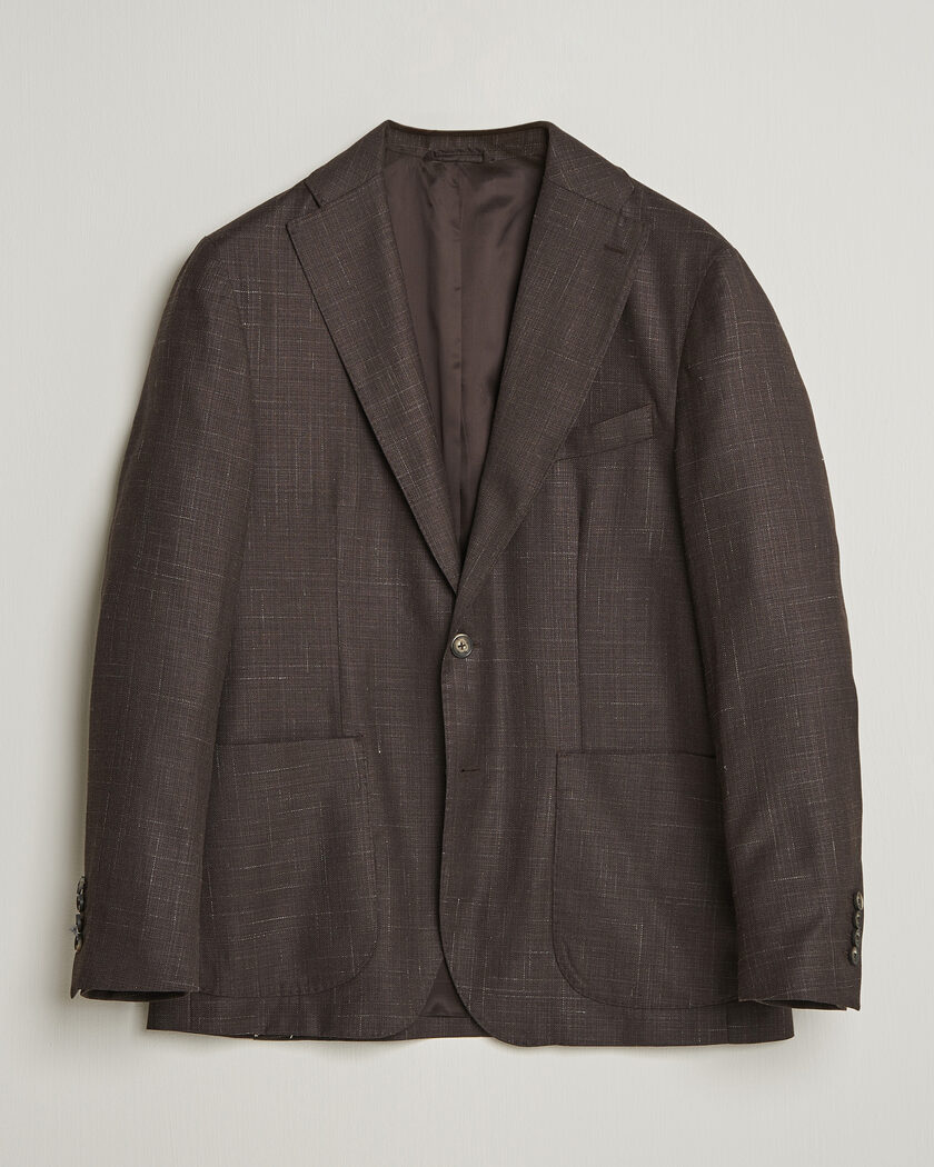 Eton Wool Silk Soft Blazer Dark Brown – Brown