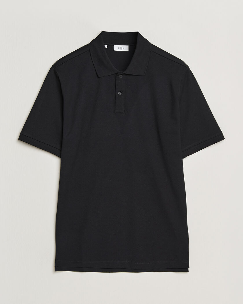 Eton Pima Pique Polo Black – Black