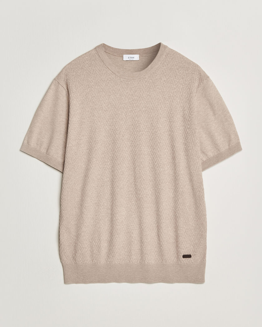 Gran Sasso Knitted Linen T-Shirt Navy Melange at CareOfCarl.com