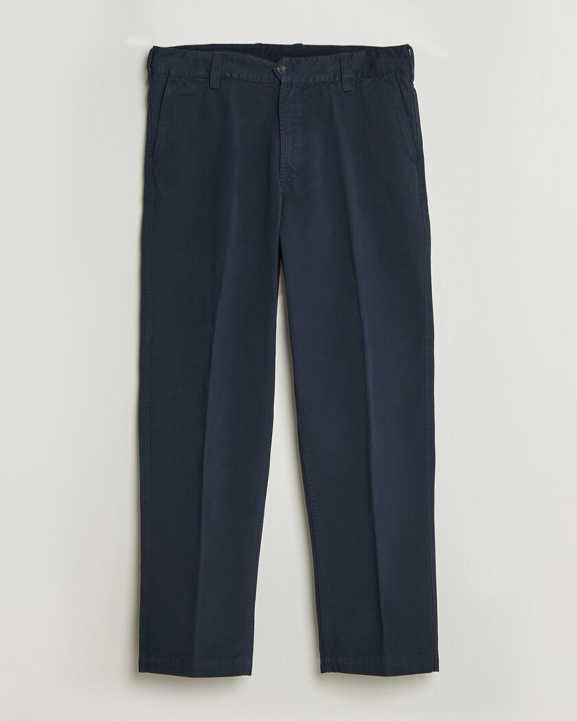 Drake's Peached Flat Front Cotton Chino Navy – Blue