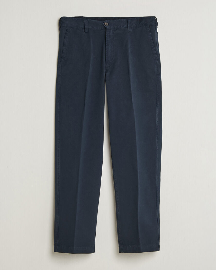 Drake's Peached Flat Front Cotton Chino Navy – Blue