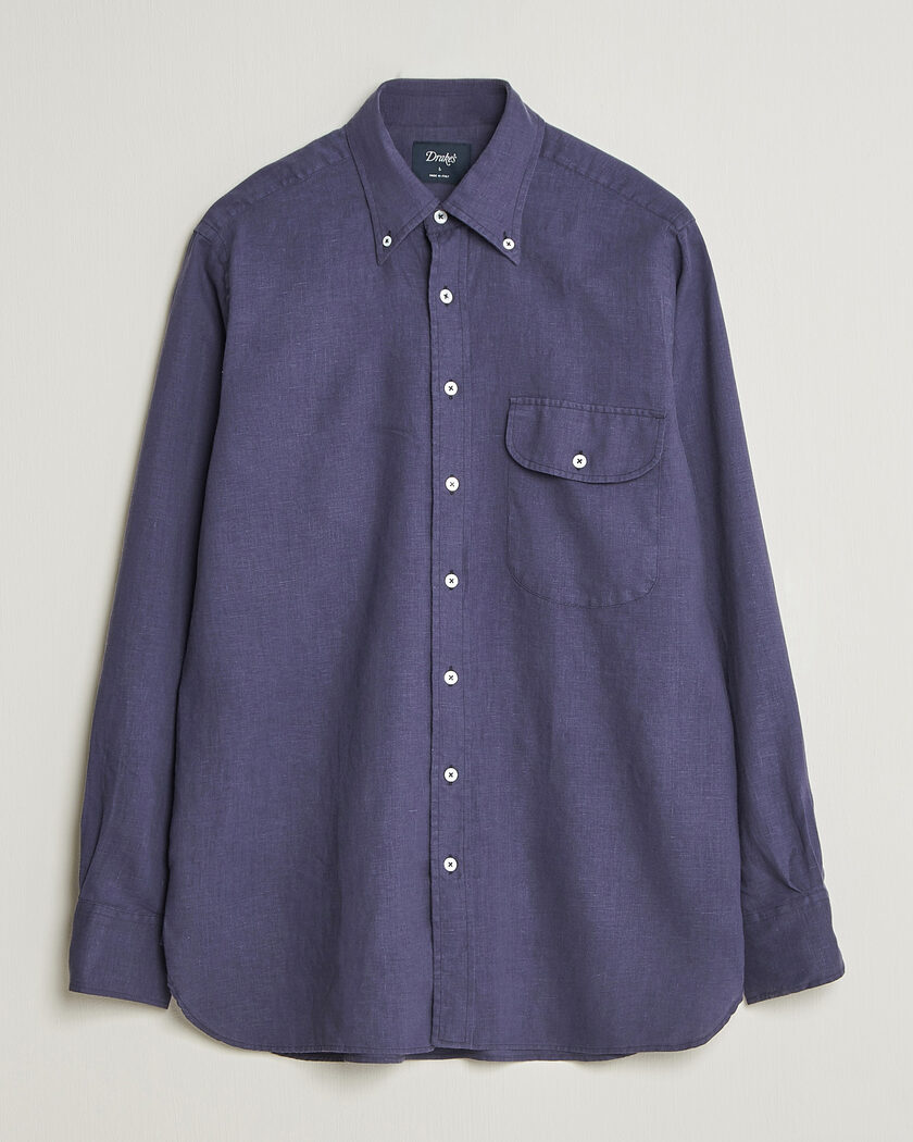 Finamore Napoli リネンシャツ ネイビー M Finamore Napoli Gaeta Linen Shirt Navy at CareOfCarl.com