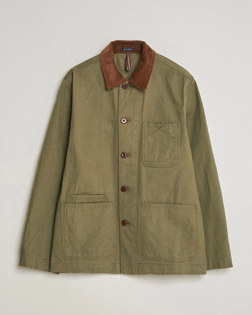 Drake's Twill Fatigue Jacket Khaki – Green