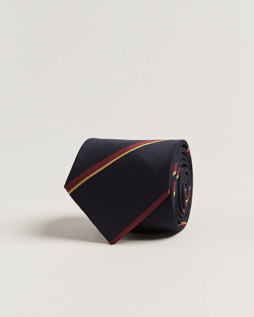 Drake's Regimental Stripe Reppe Tie Navy – Blue