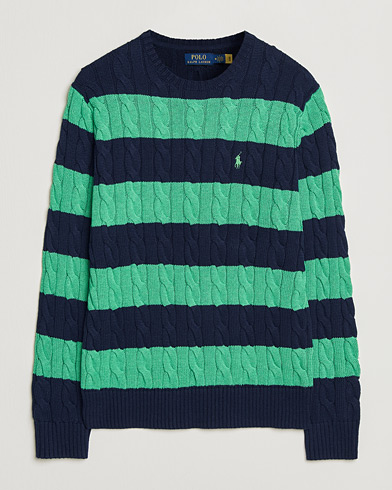 Polo Ralph Lauren Striped Cotton Cable Sweater Navy Green Combo – Green