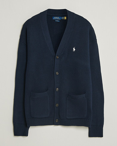 William Lockie Rob Lambswool Cardigan Navy at CareOfCarl.com