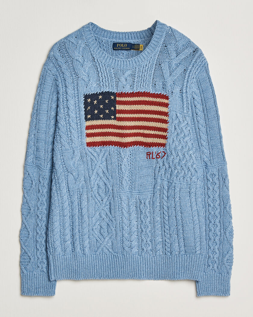 Polo Ralph Lauren Cotton Flag Sweater Light Blue Combo – Blue