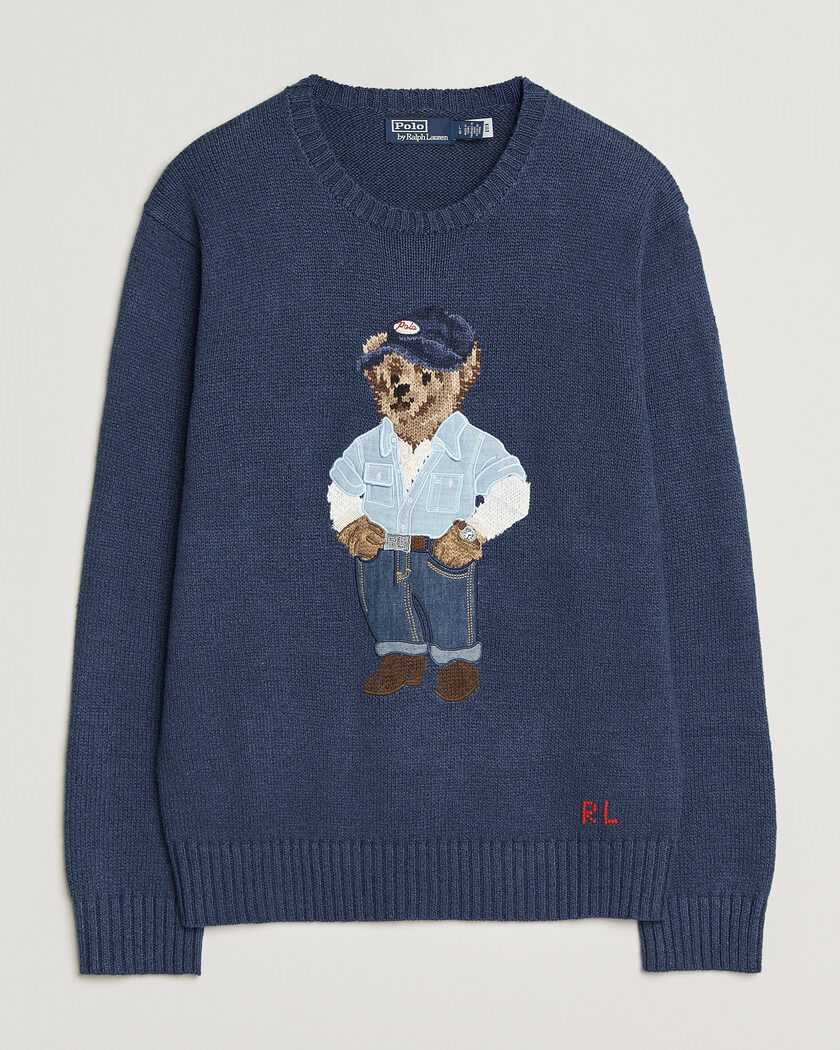 RLX Ralph Lauren Bear Golfer Knitted Sweater Polo Black at