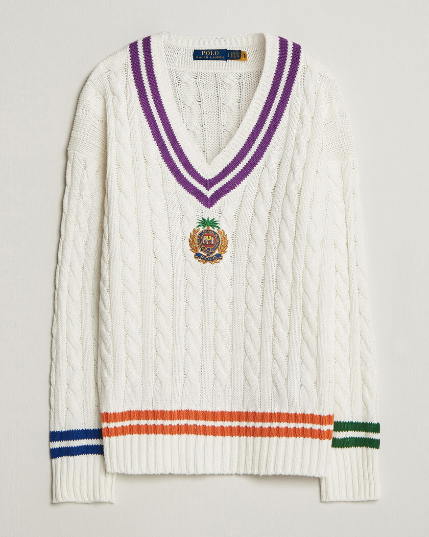 Polo Ralph Lauren Cotton Linen Blend Sweater Cream Combo – White