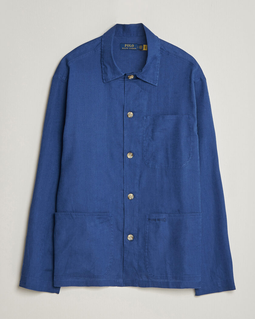 Oscar Jacobson Safari Cotton Overshirt Navy at CareOfCarl.com