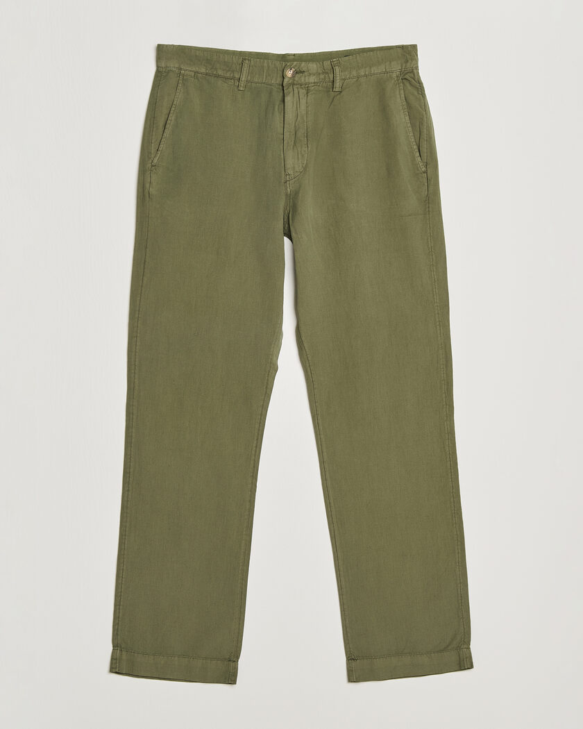 Incotex Regular Fit Cotton/Linen Drill Trousers Military at