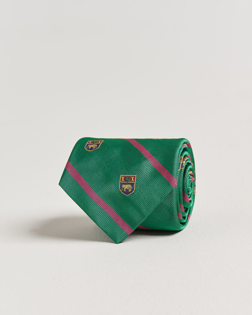 Drake's Large Knot Handrolled Grenadine Silk Tie Green at