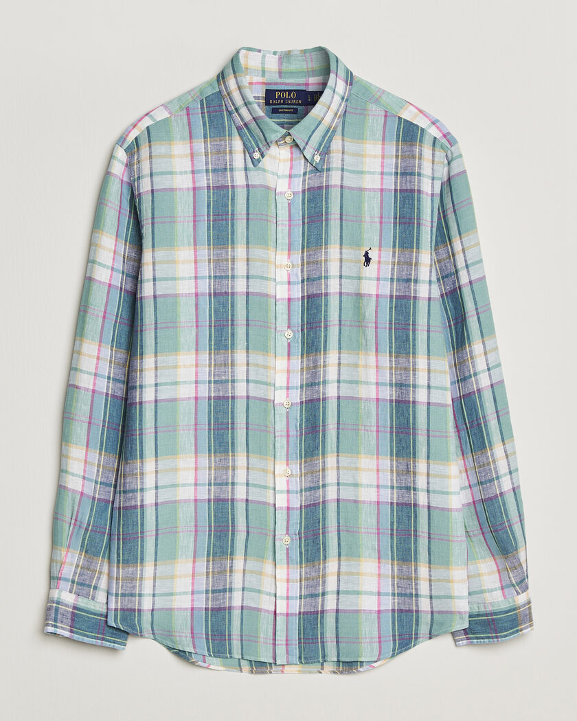 Polo Ralph Lauren Custom Fit Check Linen Shirt Green/Blue/White – Green