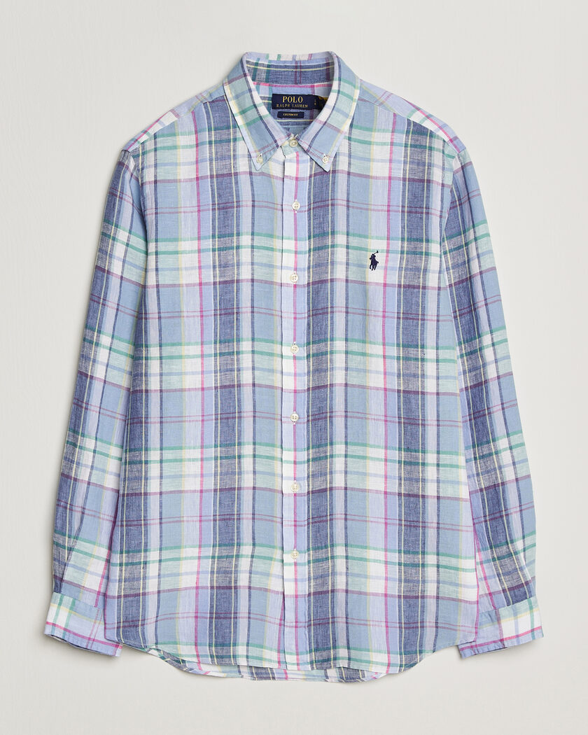 Polo Ralph Lauren Custom Fit Check Linen Shirt Blue/White – Blue