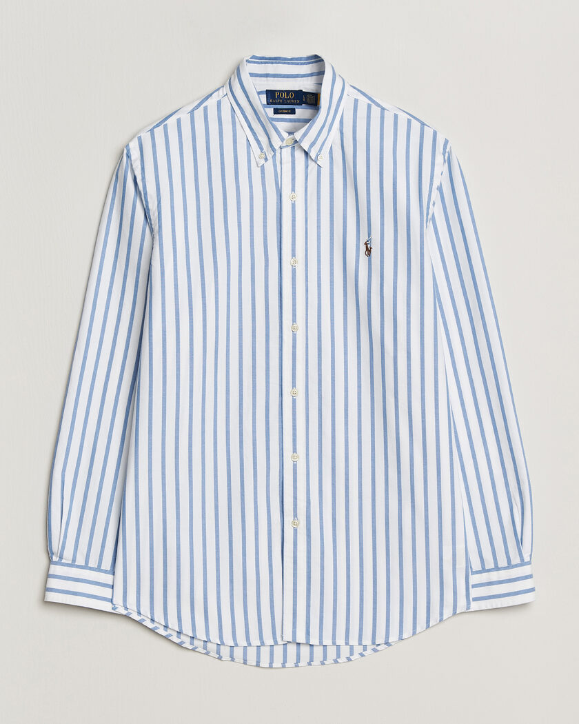 Polo Ralph Lauren Custom Fit Striped Oxford Shirt Blue – Blue