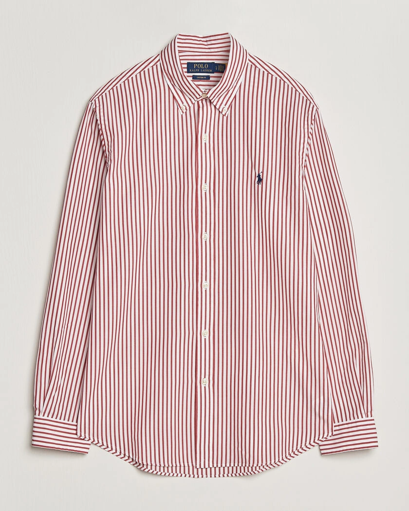 Polo Ralph Lauren Custom Fit Poplin Striped Shirt Bristol Red – Red