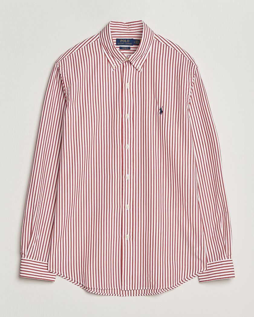 Polo Ralph Lauren Custom Fit Poplin Striped Shirt Bristol Red – Red