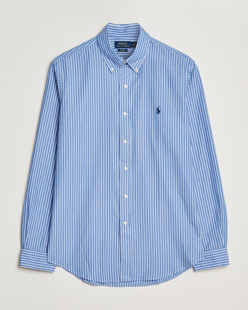 Polo Ralph Lauren Custom Fit Poplin Striped Shirt Medium Blue – Blue