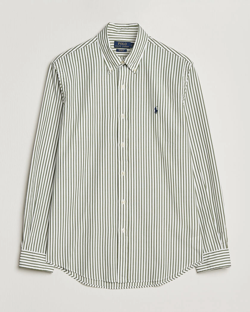 Polo Ralph Lauren Custom Fit Poplin Striped Shirt Garden Trail – Green