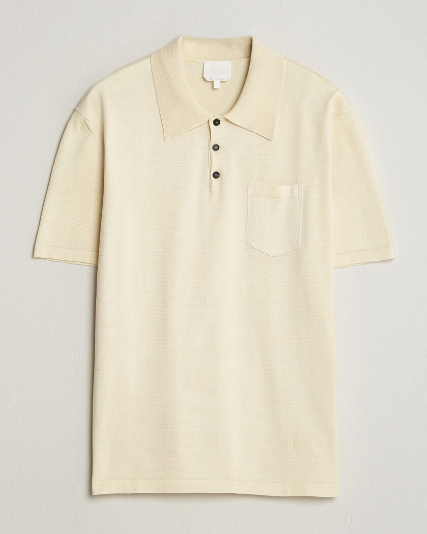 AURALEE RIB KNIT SKIPPER POLO ECRU サイズ3 Auralee Wool Rib Knit Skipper Polo Ecru at CareOfCarl.com
