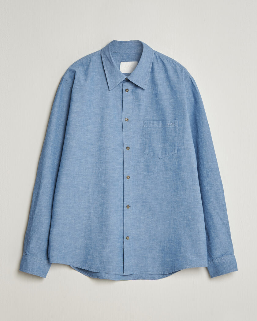 A.P.C. Harris Cotton/Linen Shirt Blue – Blue