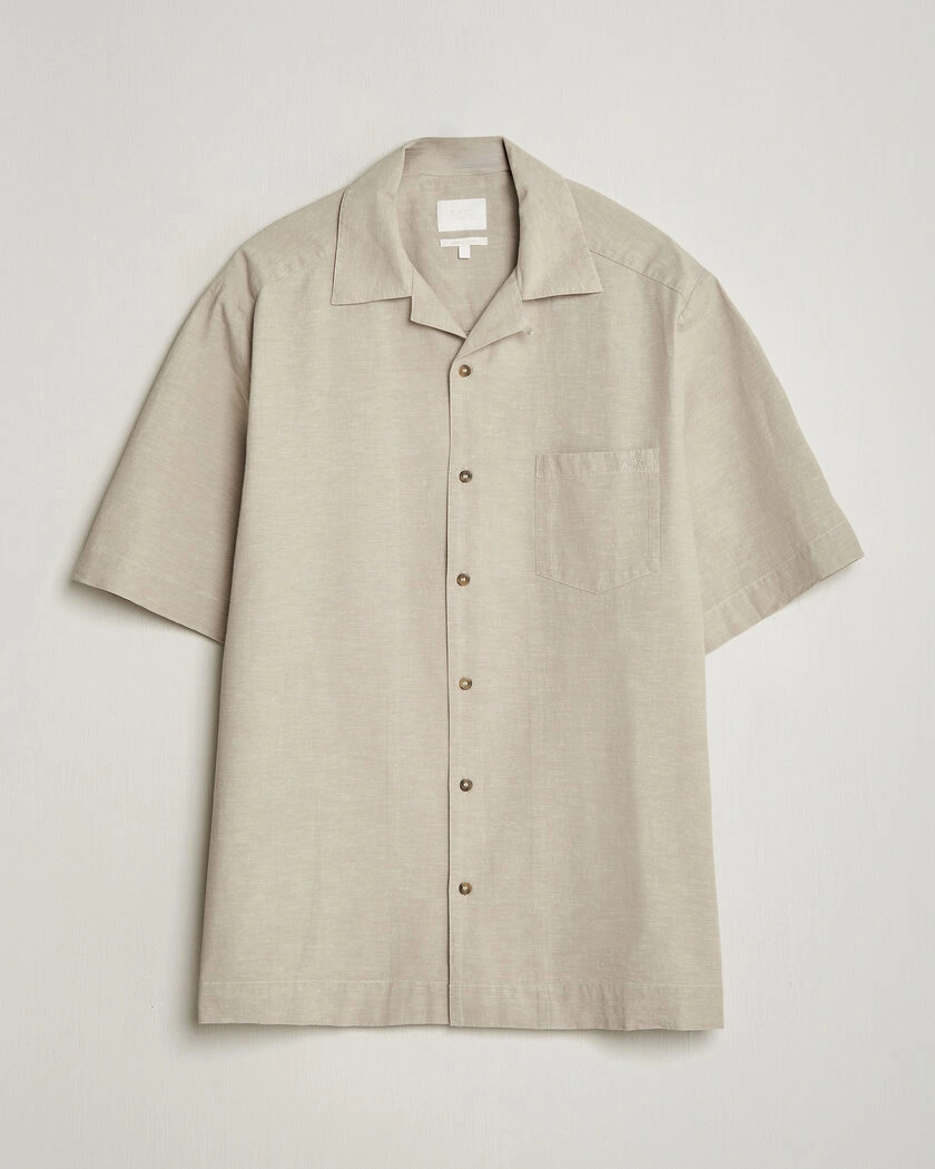 A.P.C. Jude Cotton/Linen Short Sleeve Shirt Sage Green – Green