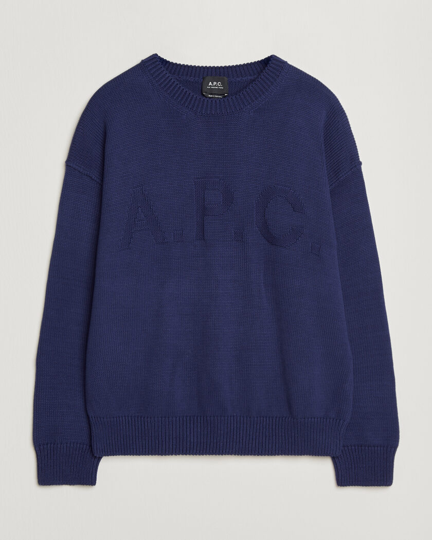 A.P.C. Leo Cotton Knitted Sweater Dark Blue – Blue