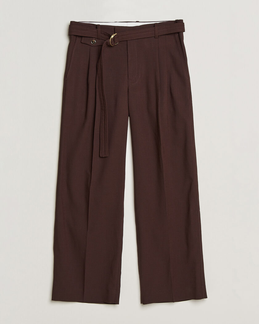 Drôle de Monsieur Viscose Pleated Trousers Brown – Brown