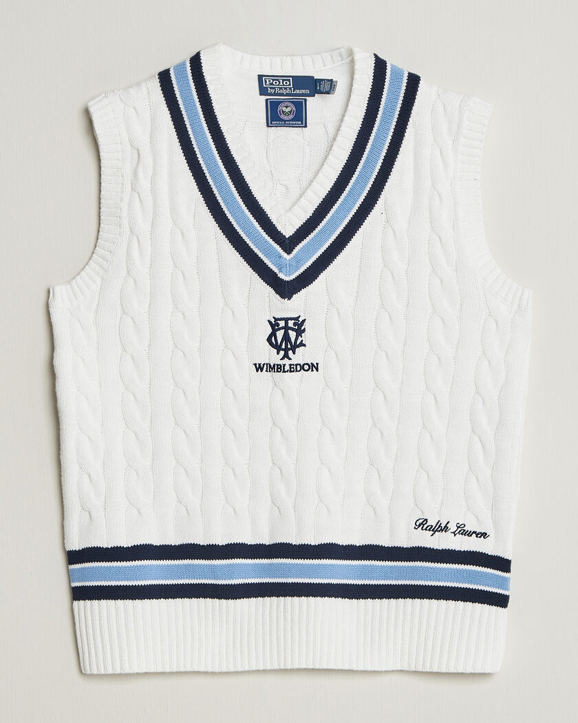 Fred Perry Cable Knitted Tennis Vest Ecru at CareOfCarl.com