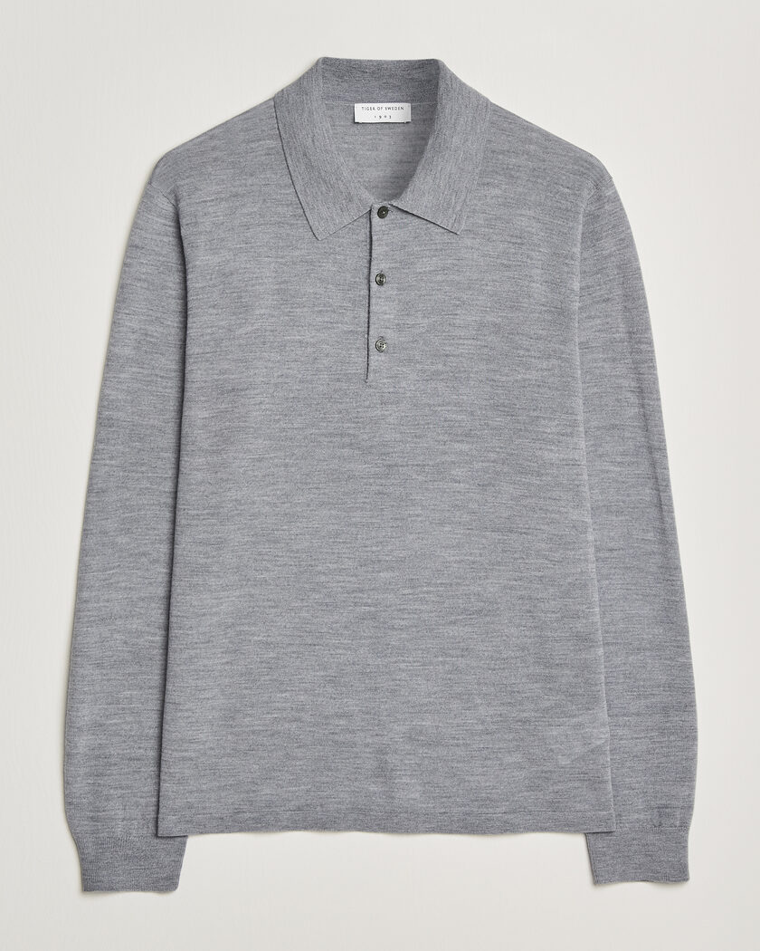 Stone Island Micro Stitch Knitted Cotton Polo Melange Pearl Grey